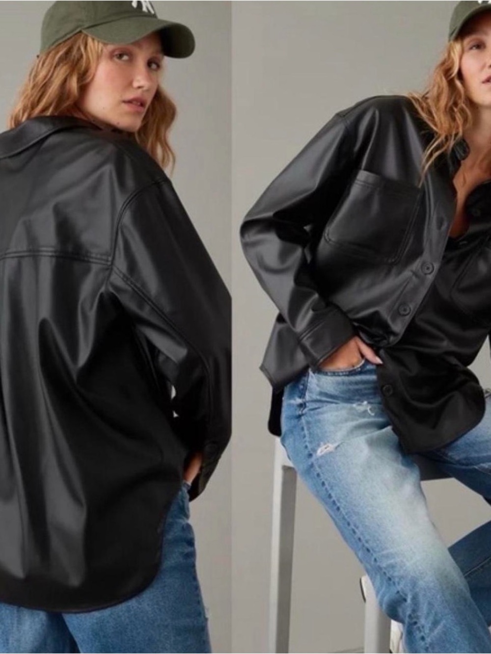 Black American Eagle Leather Jacket